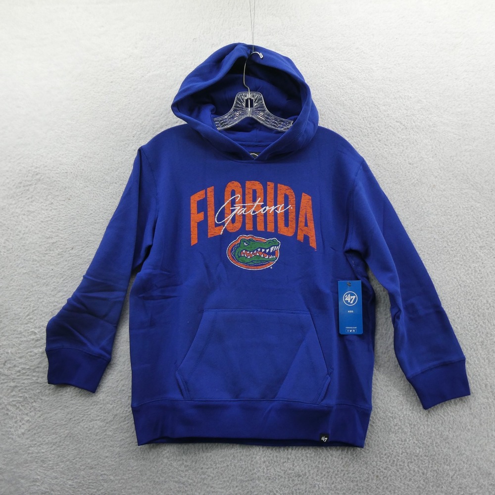 '47 Hoodie Kids Large Florida Gators Blue Pullover Logo Fleece Youth 12407
